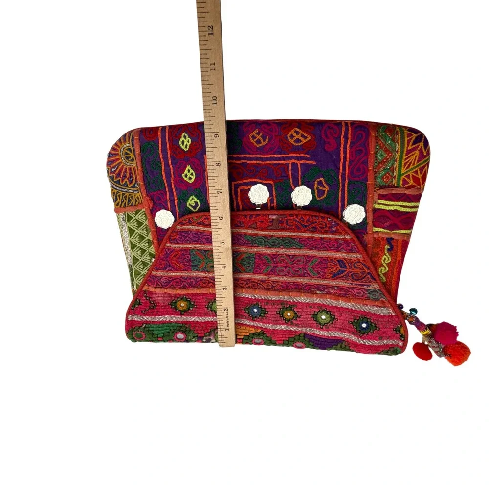 Vintage Banjara Tribal Embroidered Crossbody Bag Indian Mirror Work Coin‎ Boho